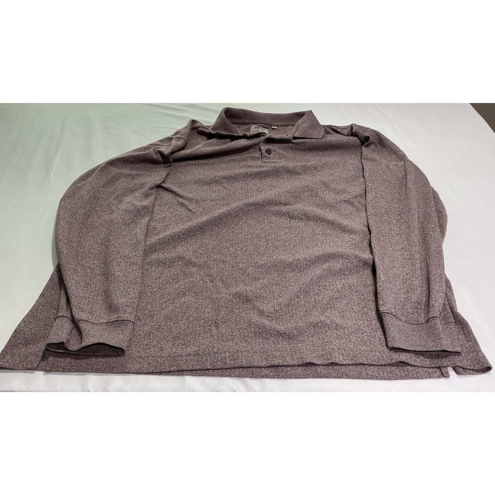 Callaway Polo Mens XL Purple Casual Ribbed Golf Soft Activewear Long Sleeve